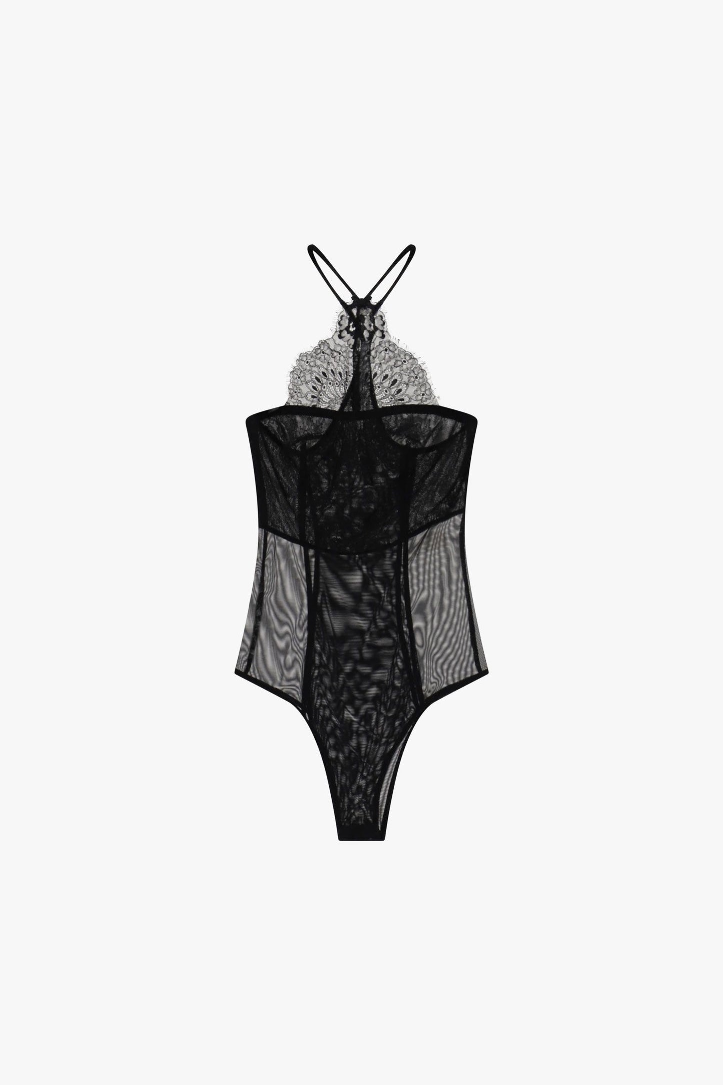 BODY CON SPALLINE SOTTILI E SCOLLO ALL'AMERICANA B283LJS NERO IMPERIAL.