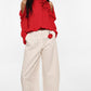 PANTALONI P7H5LTYC PANNA/ROSSO IMPERIAL.