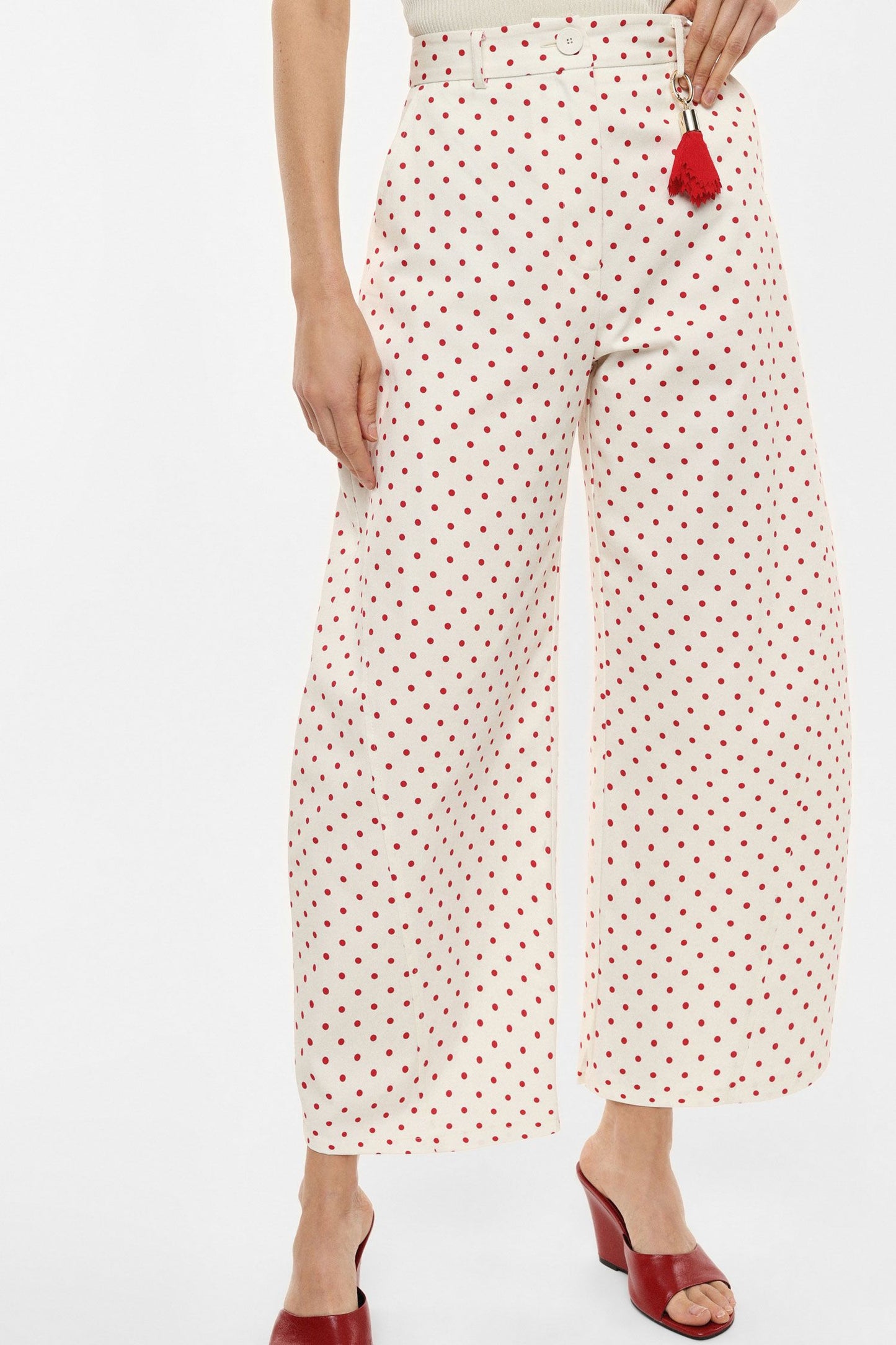 PANTALONI P7H5LTYC PANNA/ROSSO IMPERIAL.