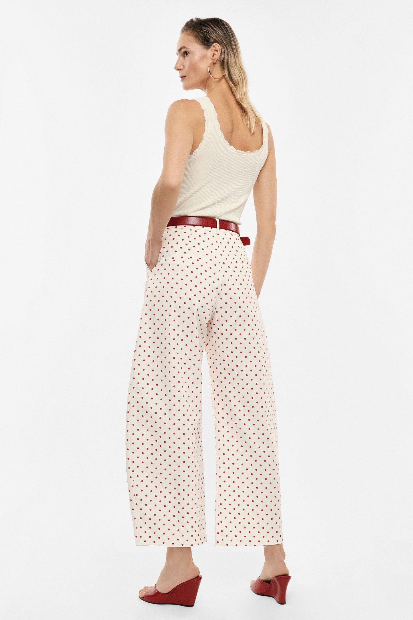 PANTALONI P7H5LTYC PANNA/ROSSO IMPERIAL.