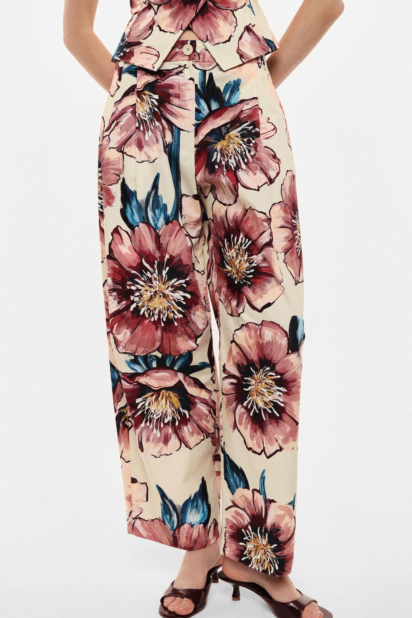 PANTALONI P9I3LYQ BEIGE/ROSA IMPERIAL.