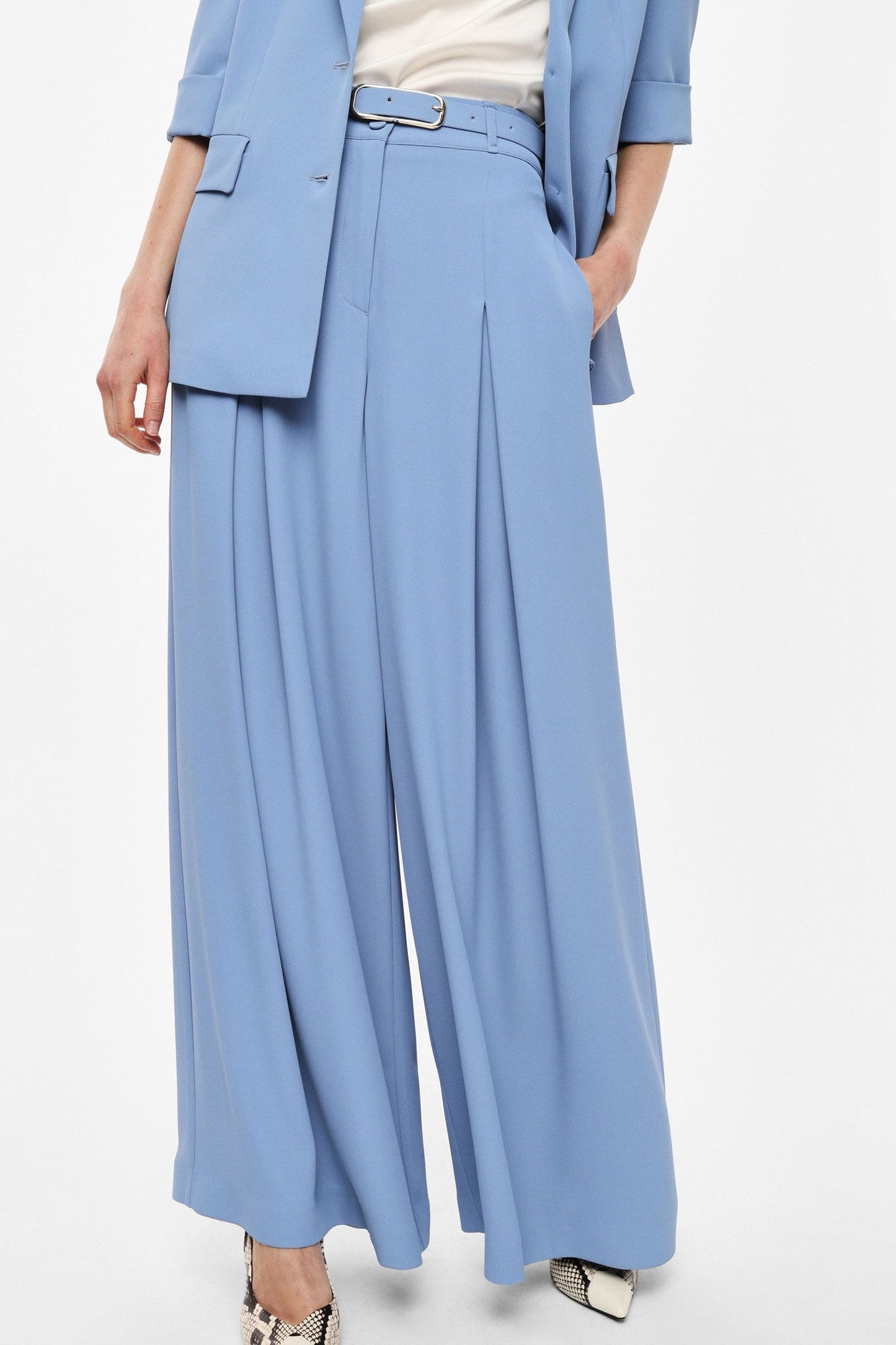 PANTALONI PALAZZO A VITA ALTA PEZ3LHXC CERULEO IMPERIAL.