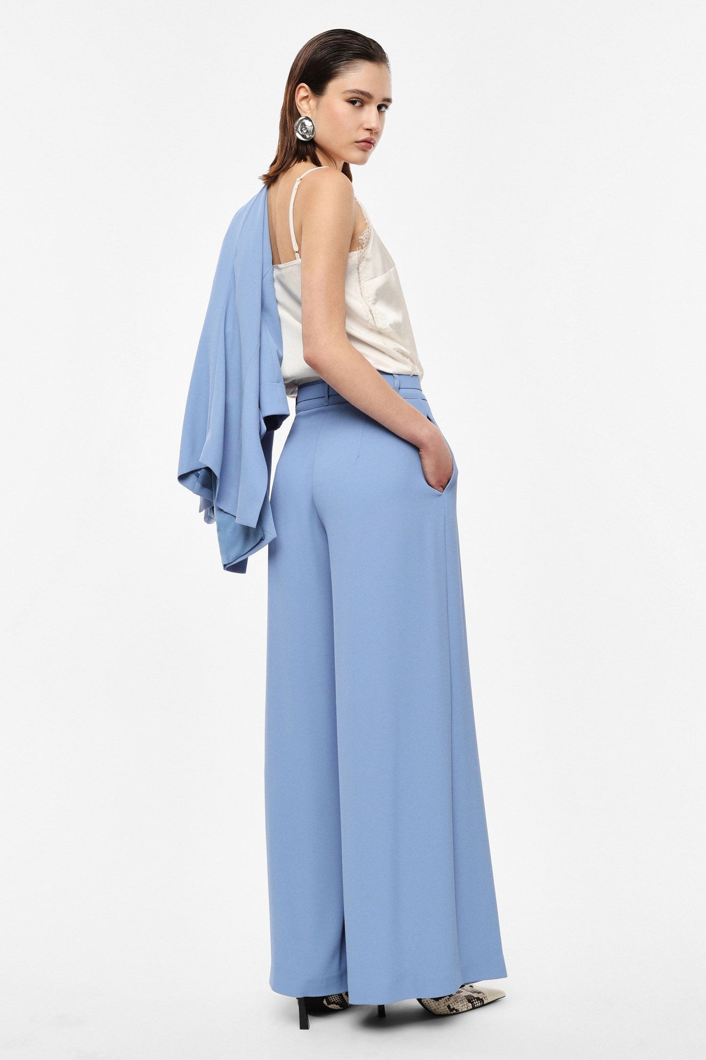 PANTALONI PALAZZO A VITA ALTA PEZ3LHXC CERULEO IMPERIAL.
