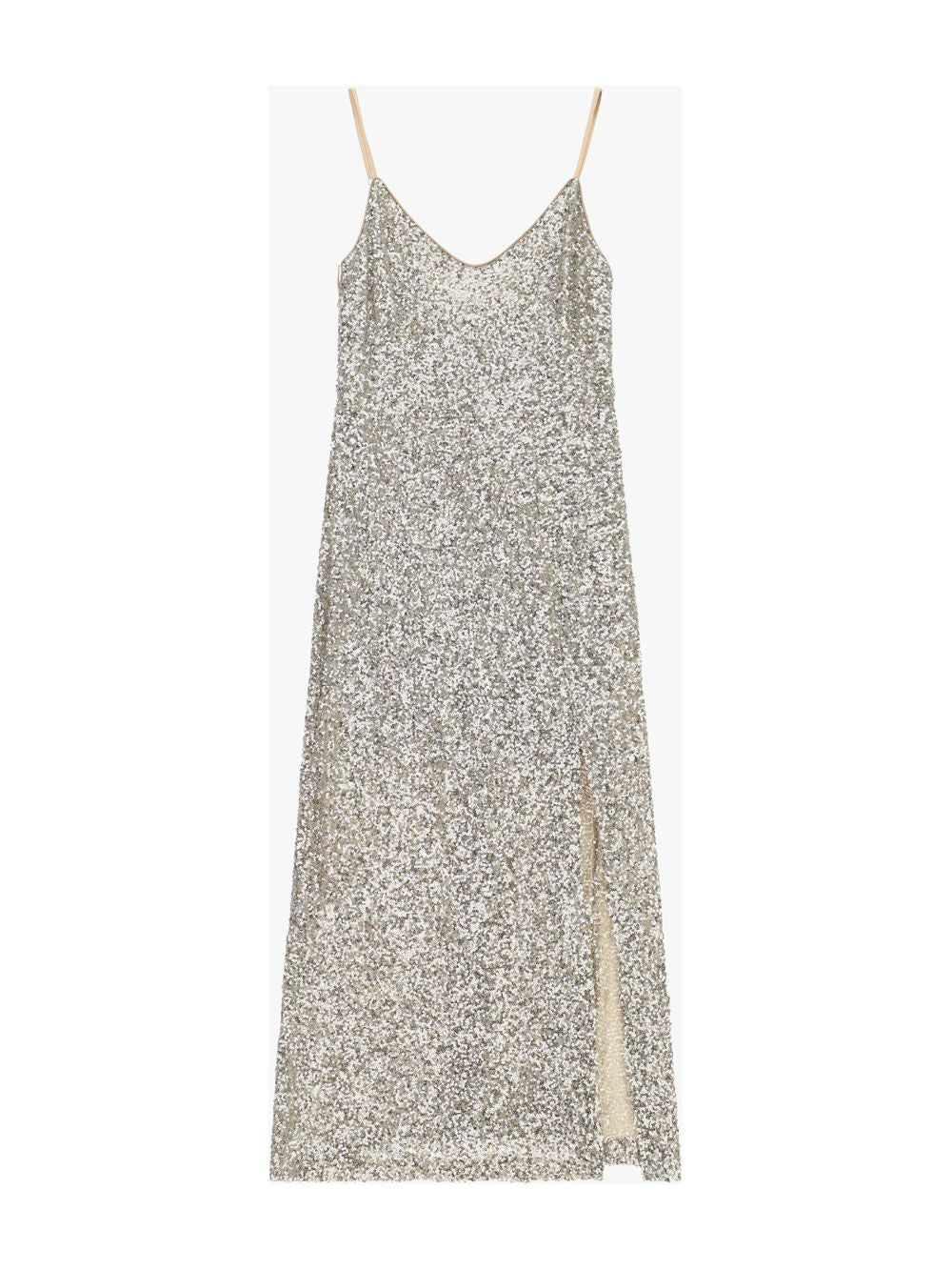ABITO LUNGO PAILLETTES AFORLXK BEIGE IMPERIAL.
