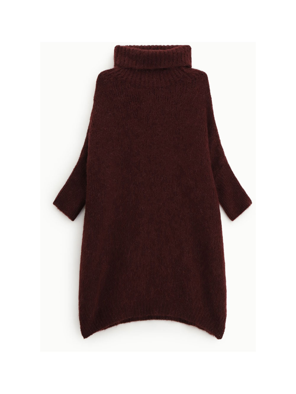 MAGLIA OVERSIZE COLLO ALTO M3025889 PRUGNA IMPERIAL.