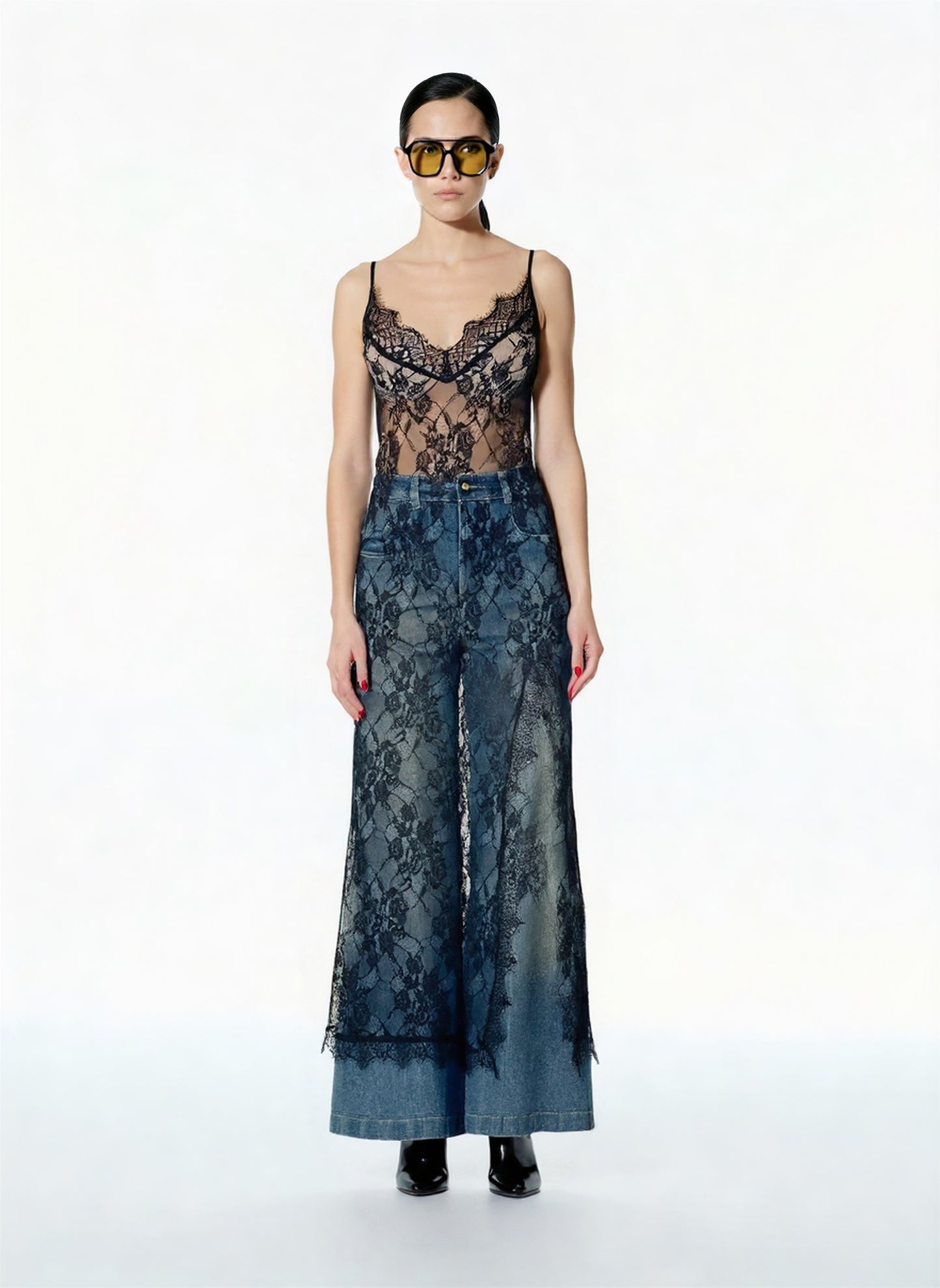 SOTTOVESTE IN PIZZO 37480 NERO TENSIONE IN.