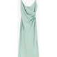 ABITO MIDI DRAPPEGGIATO EFFETTO SATIN ACQUA IMPERIAL