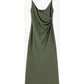 ABITO MIDI DRAPPEGGIATO EFFETTO SATIN ARMY IMPERIAL