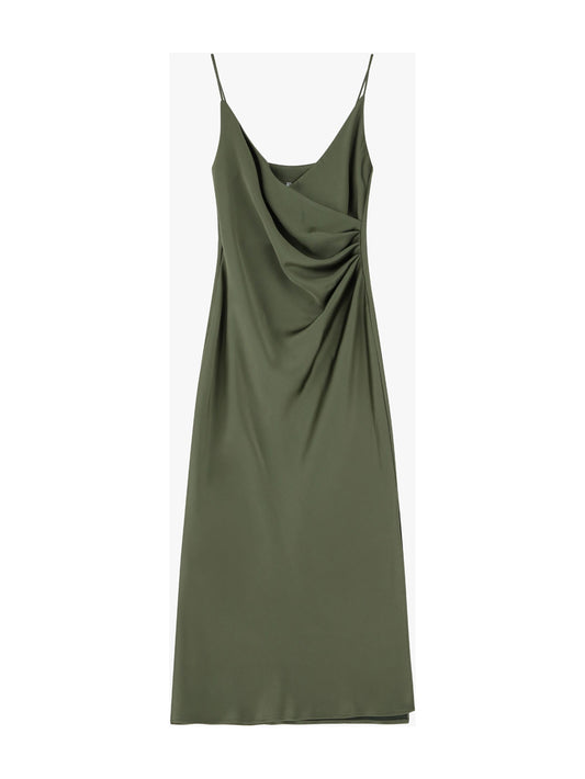 ABITO MIDI DRAPPEGGIATO EFFETTO SATIN ARMY IMPERIAL