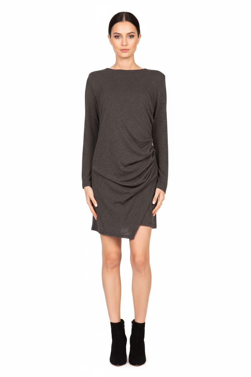 ABITO MINI CON DRAPPEGGIO A10234AT ANTRACITE TENSIONE IN.