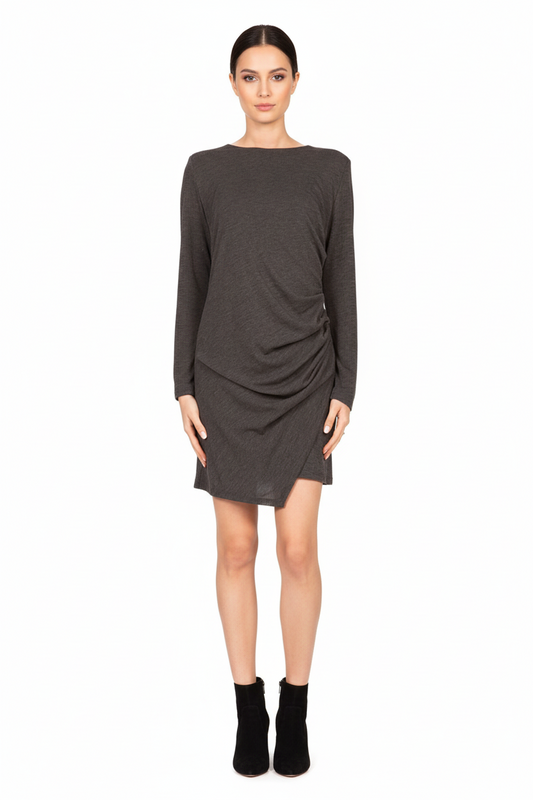 ABITO MINI CON DRAPPEGGIO A10234AT ANTRACITE TENSIONE IN.