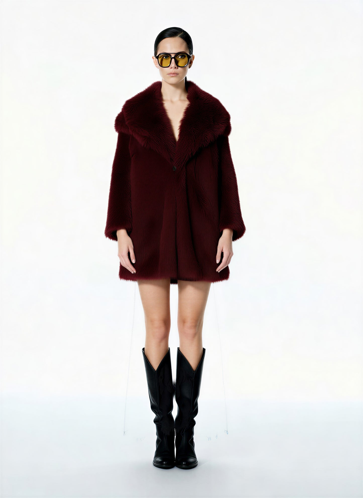 CAPPOTTO LUNGO EFFETTO PELLICCIA COLLO AMPIO IMPERIAL.