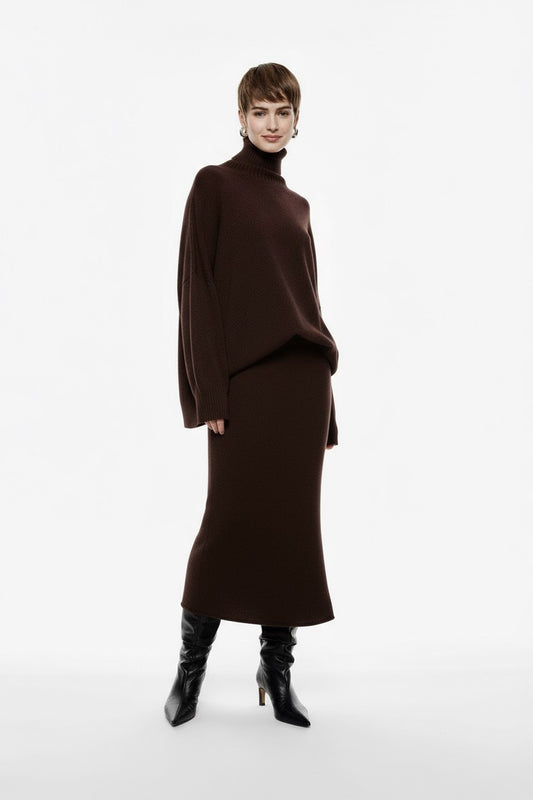 GONNA A TUBINO IN MAGLIA G3025886 MORO IMPERIAL.