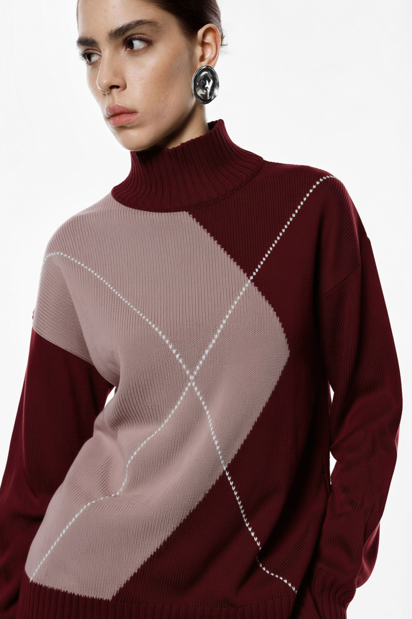 MAGLIONE A COLLO ALTO CON MOTIVO GEOMETRICO IMPERIAL