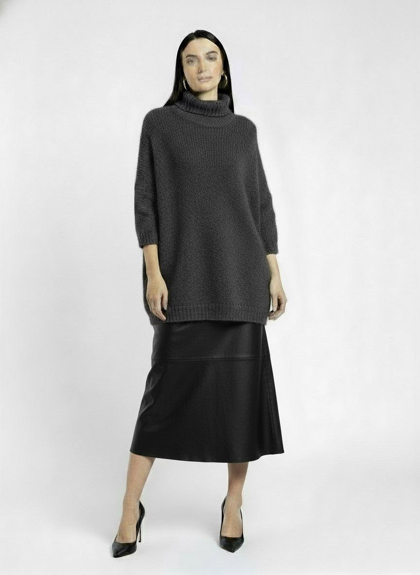 MAGLIA OVERSIZE COLLO ALTO M3025889 GRIGIO IMPERIAL.