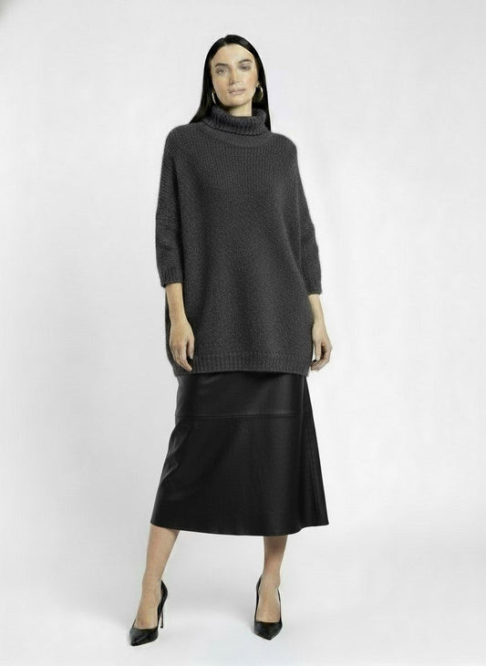 MAGLIA OVERSIZE COLLO ALTO M3025889 GRIGIO IMPERIAL.