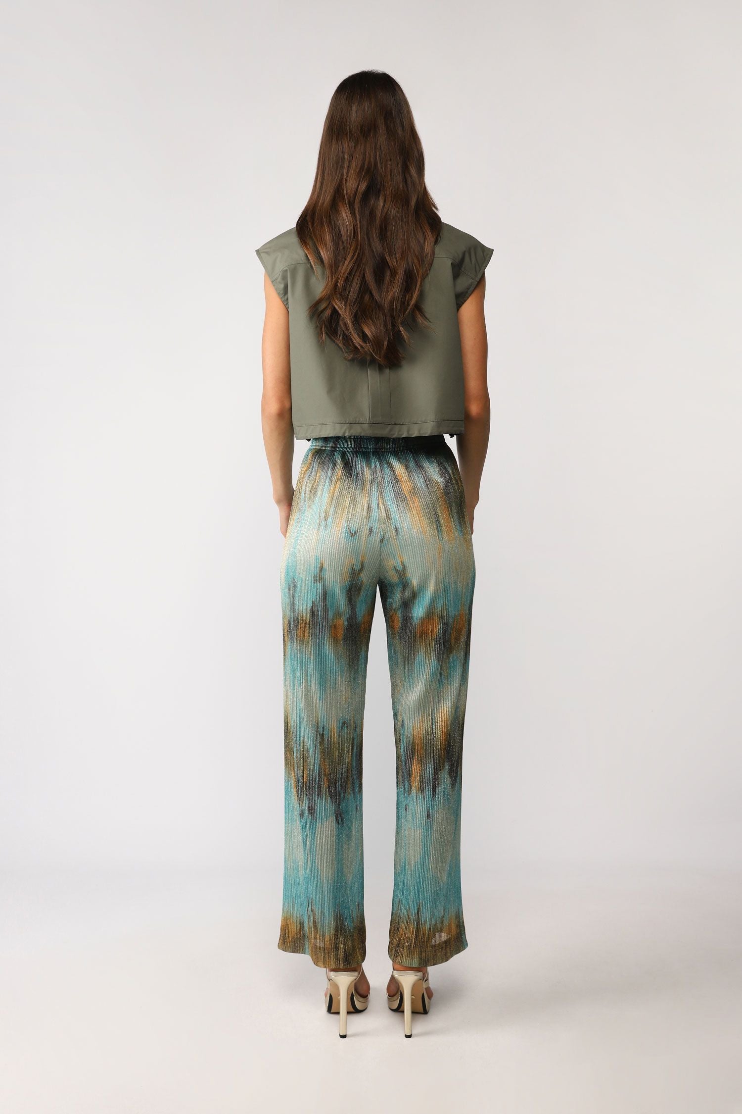 PANTALONI A PALAZZO FANTASIA ASTRATTA EFFETTO METALLIZZATO IMPERIAL