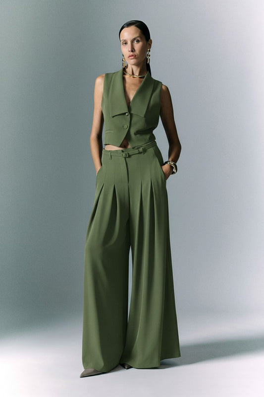 PANTALONI PALAZZO P3ZQKHX MILITARE IMPERIAL.