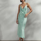 ABITO MIDI DRAPPEGGIATO EFFETTO SATIN ACQUA IMPERIAL
