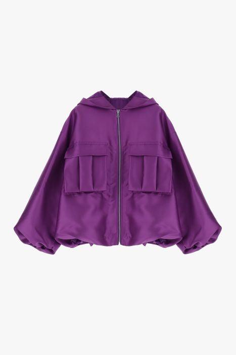 Giubbotto oversize effetto satin con cappuccio e taschini IMPERIAL