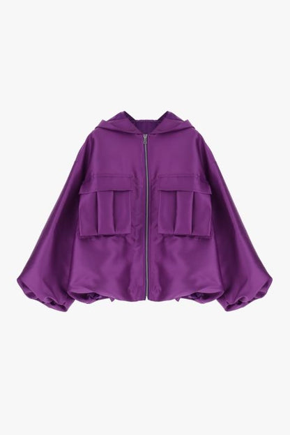 Giubbotto oversize effetto satin con cappuccio e taschini IMPERIAL