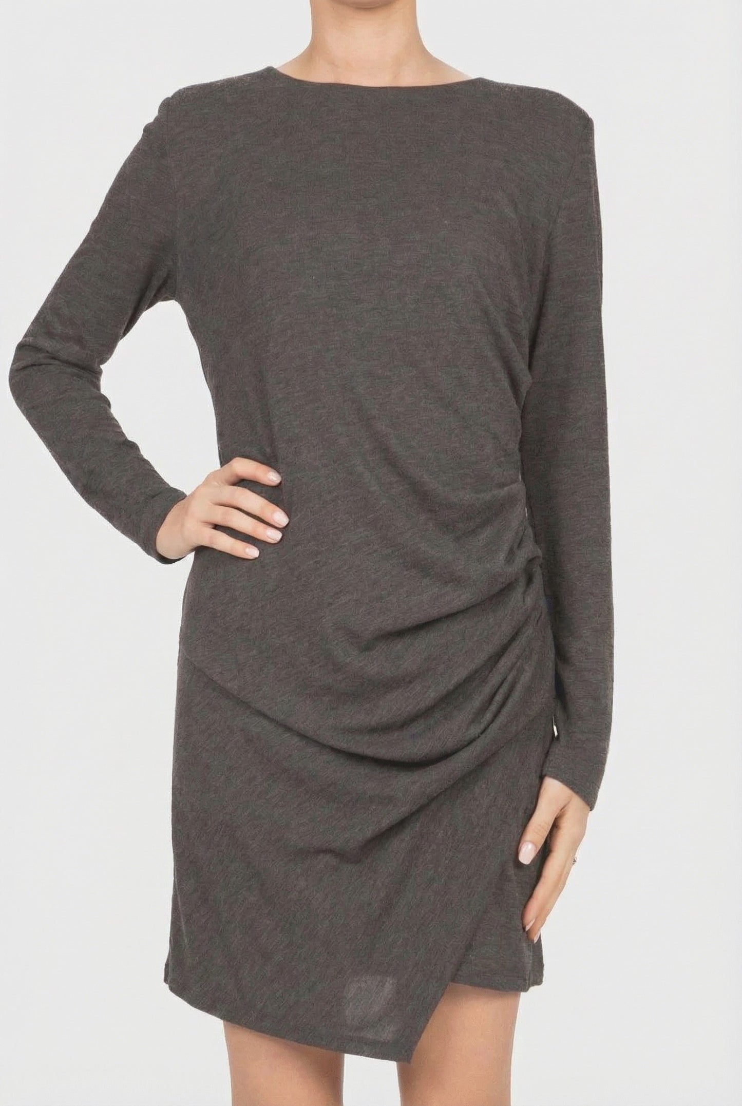 ABITO MINI CON DRAPPEGGIO A10234AT ANTRACITE TENSIONE IN.