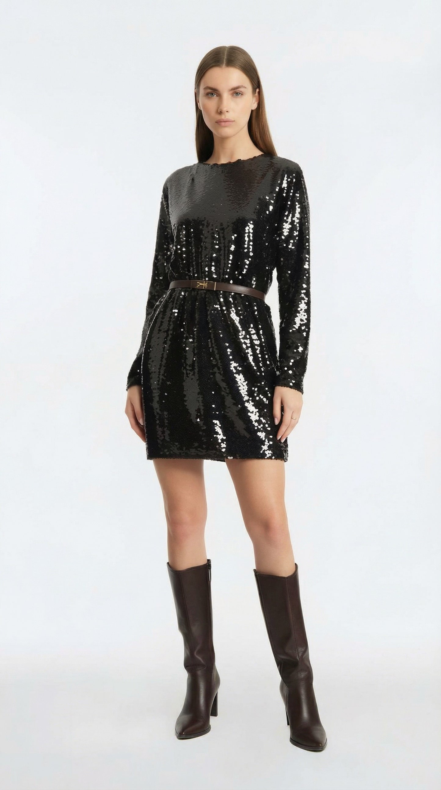 ABITO IN PAILLETTES W25AC24 MORO TENSIONE IN.