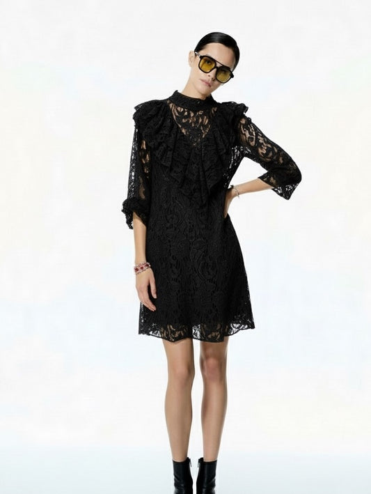 ABITO IN PIZZO 26V656 NERO TENSIONE IN.
