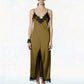 ABITO IN SATIN E PIZZO FW250040 OLIO TENSIONE IN.
