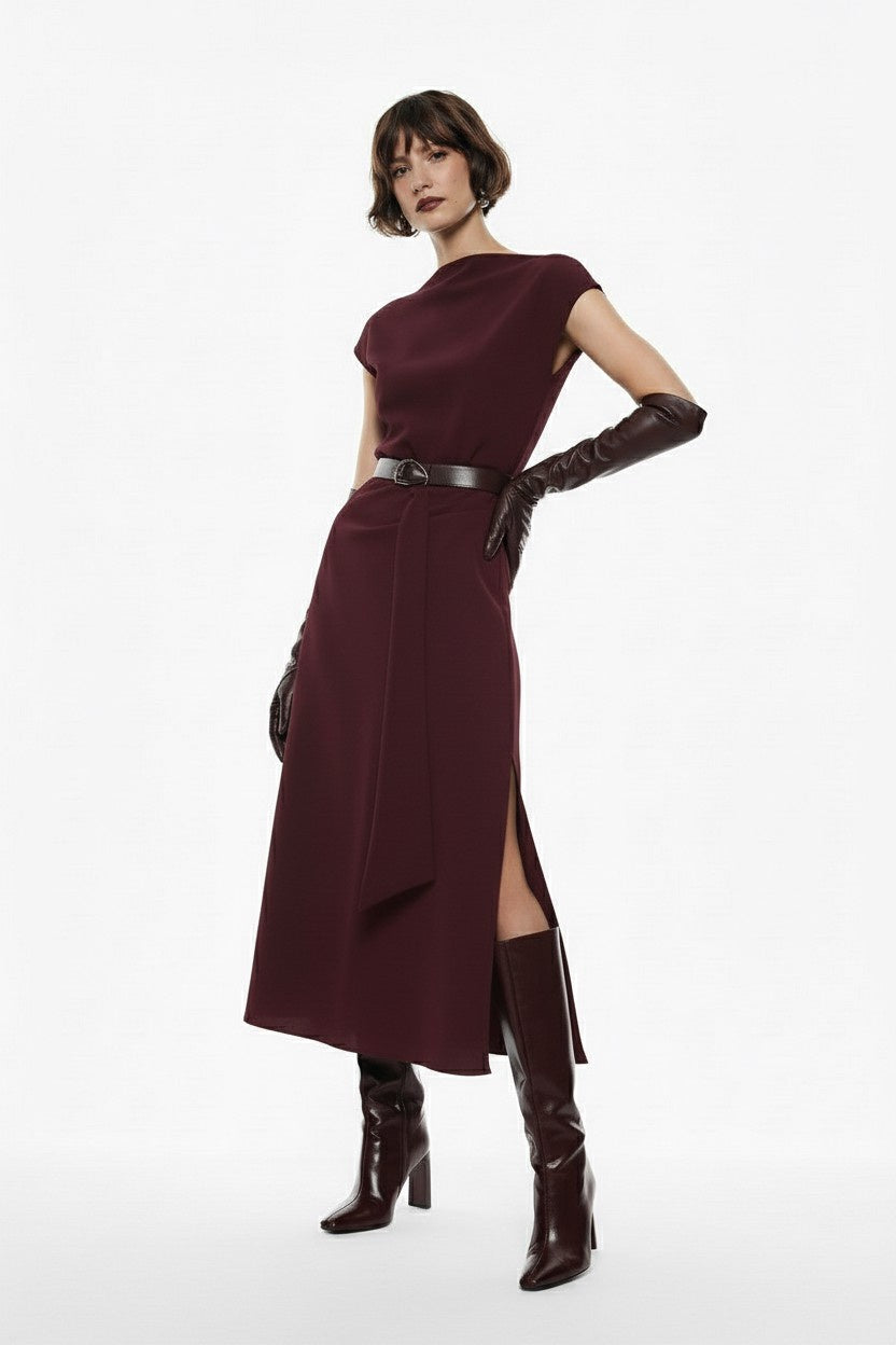 ABITO LUNGO CON SCOLLO SINTETICO AFSTKSB/AFSTKER VINO IMPERIAL.