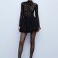 Abito con top in pizzo e gonna a palloncino NERO IMPERIAL.