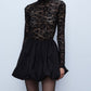 Abito con top in pizzo e gonna a palloncino NERO IMPERIAL.