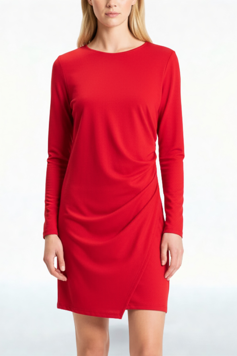 ABITO CORTO IN MAGLIA A10235AT ROSSO TENSIONE IN.