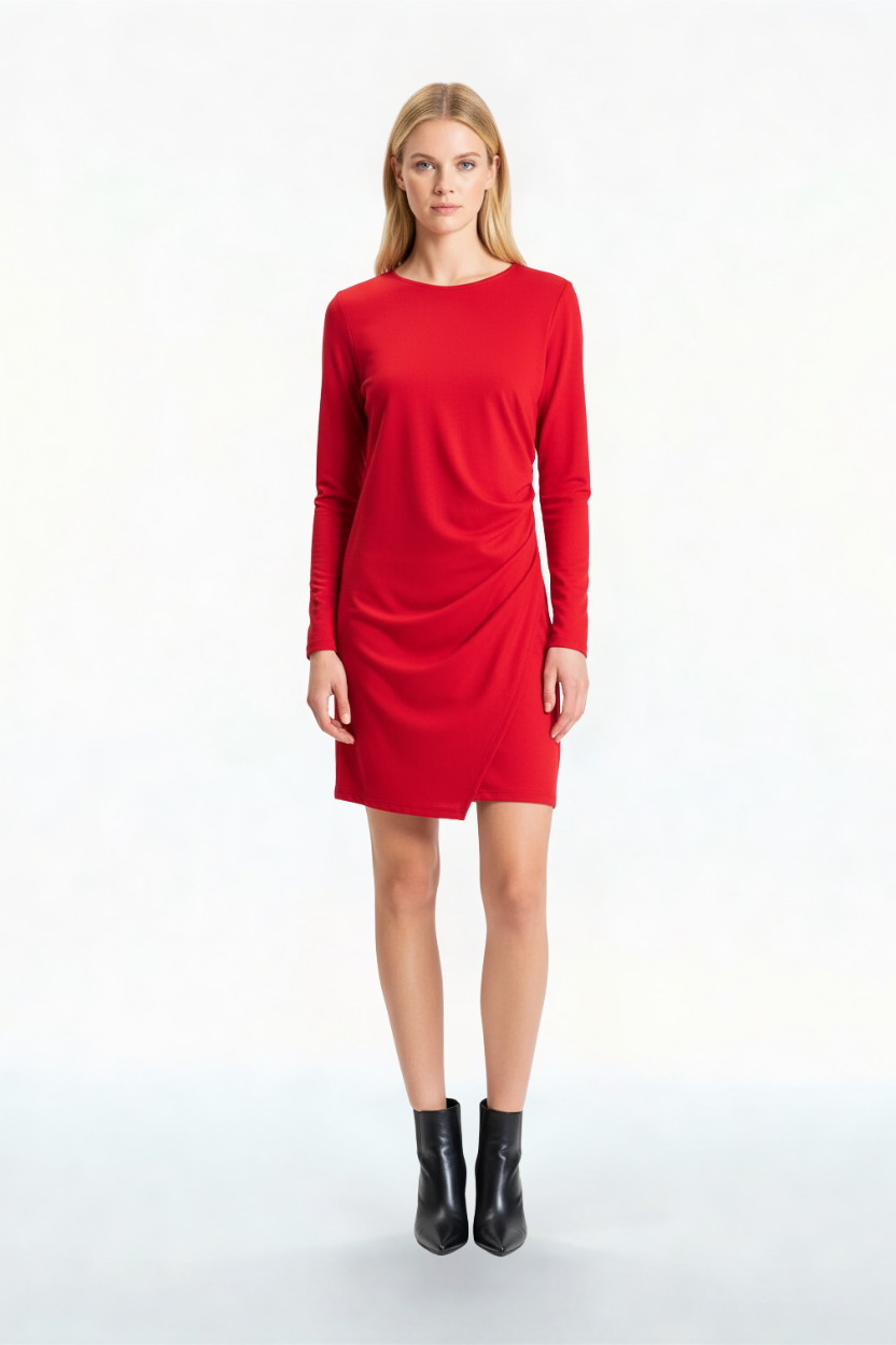 ABITO CORTO IN MAGLIA A10235AT ROSSO TENSIONE IN.