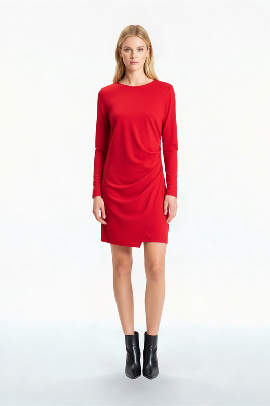 ABITO CORTO IN MAGLIA A10235AT ROSSO TENSIONE IN.