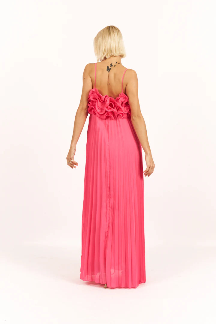 ABITO LUNGO PLISSÉ CON ROUGE