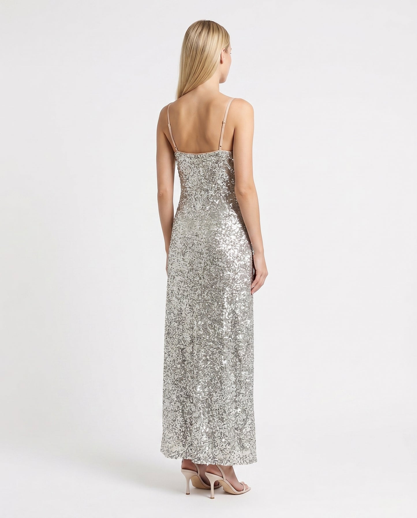 ABITO LUNGO PAILLETTES AFORLXK BEIGE IMPERIAL.