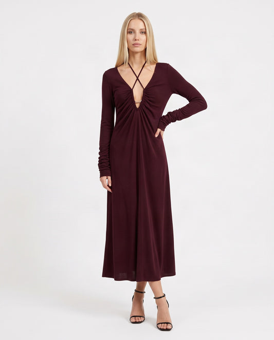 ABITO MIDI AFEIMJZC PLUM NOIR IMPERIAL.