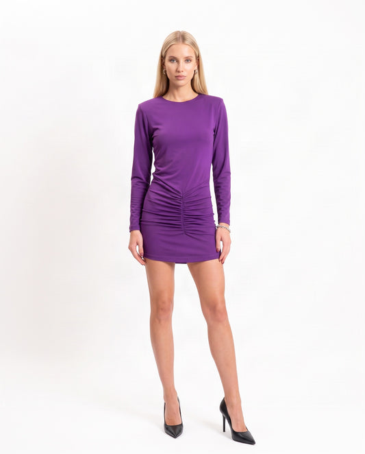 ABITO CORTO DRAPPEGGIO 40686 VIOLA TENSIONE IN.