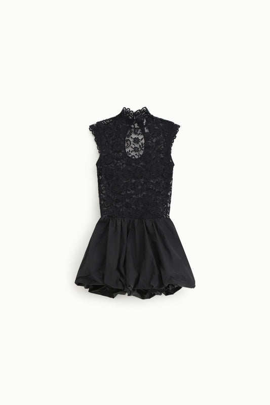 ABITO CORTO SENZA MANICHE CON PIZZO NERO IMPERIAL.