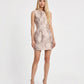 ABITO CORTO SMANICATO STAMPATO CON ZIP AGBZJLL BEIGE IMPERIAL.