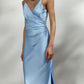 ABITO MIDI DRAPPEGGIATO EFFETTO SATIN ACQUA IMPERIAL