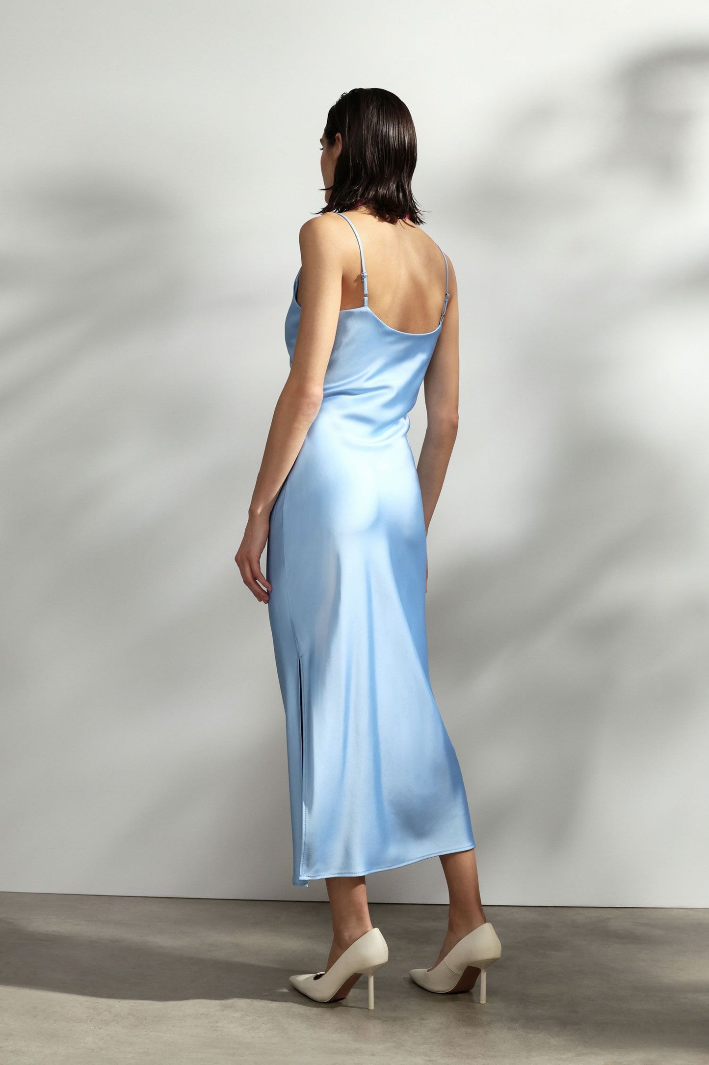 ABITO MIDI DRAPPEGGIATO EFFETTO SATIN ACQUA IMPERIAL