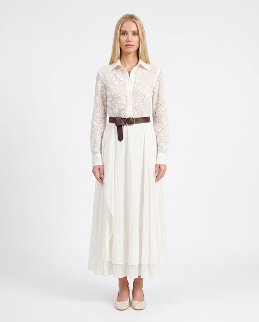 ABITO LUNGO CON PIZZO S26A002 PANNA MOTEL.