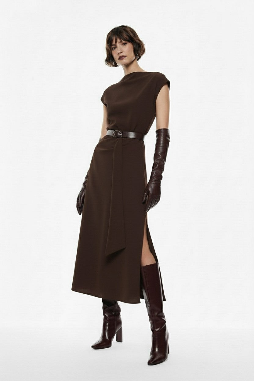 ABITO LUNGO CON SCOLLO ASIMMETRICO AFSTKSB MORO IMPERIAL