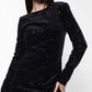 ABITO CORTO MANICHE LUNGHE CON PAILLETTES AFISIWZ NERO IMPERIAL.