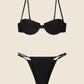 Bikini Donna Reggiseno con Ferretto e Slip Regolabile Nero 0101_BK