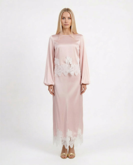 BLUSA IN VISCOSA E PIZZO LF638 CIPRIA TENSIONE IN.