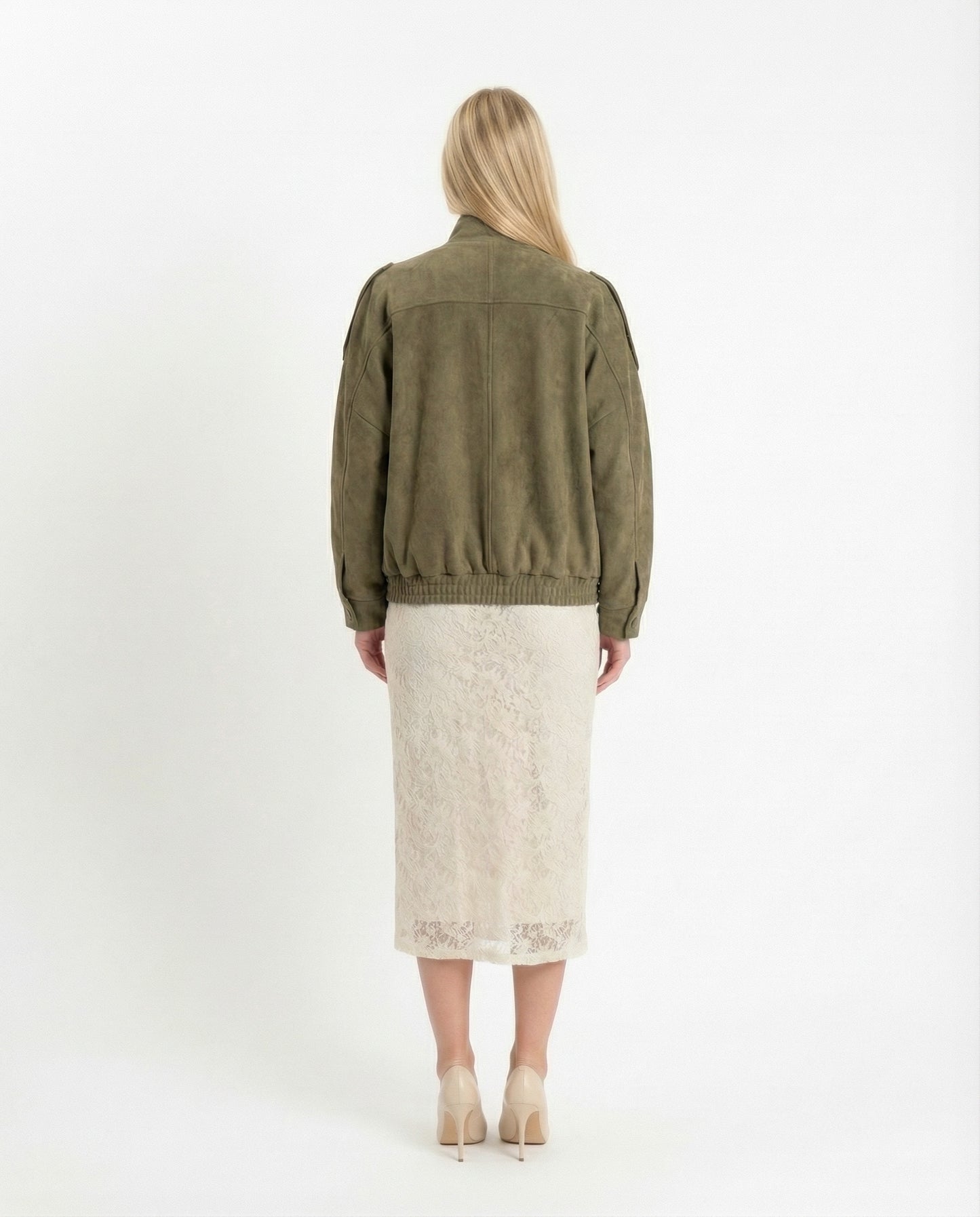 BOMBER EFFETTO SUEDE PE260096 MILITARE TENSIONE IN.