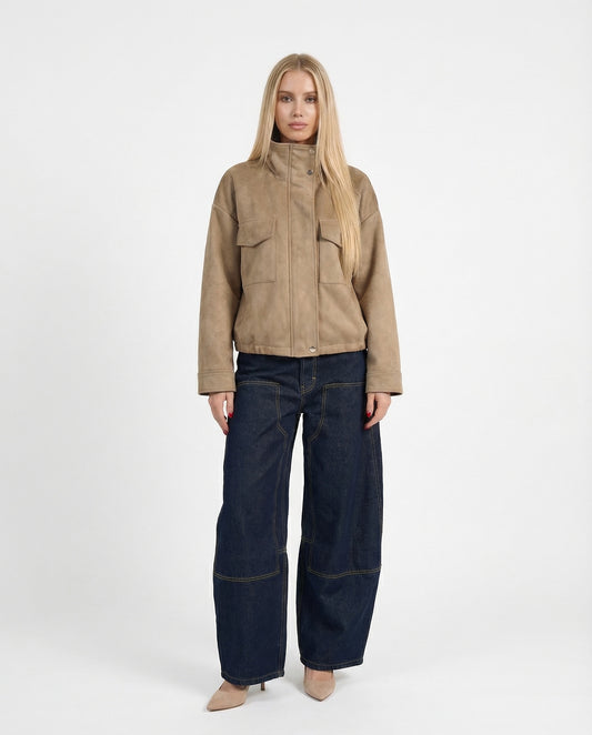 BOMBER EFFETTO SUEDE 126137 FANGO TENSIONE IN.